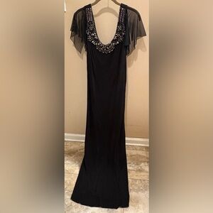 NWOT David Meister Black Embellished Maxi Dress Gown Women’s Size 8